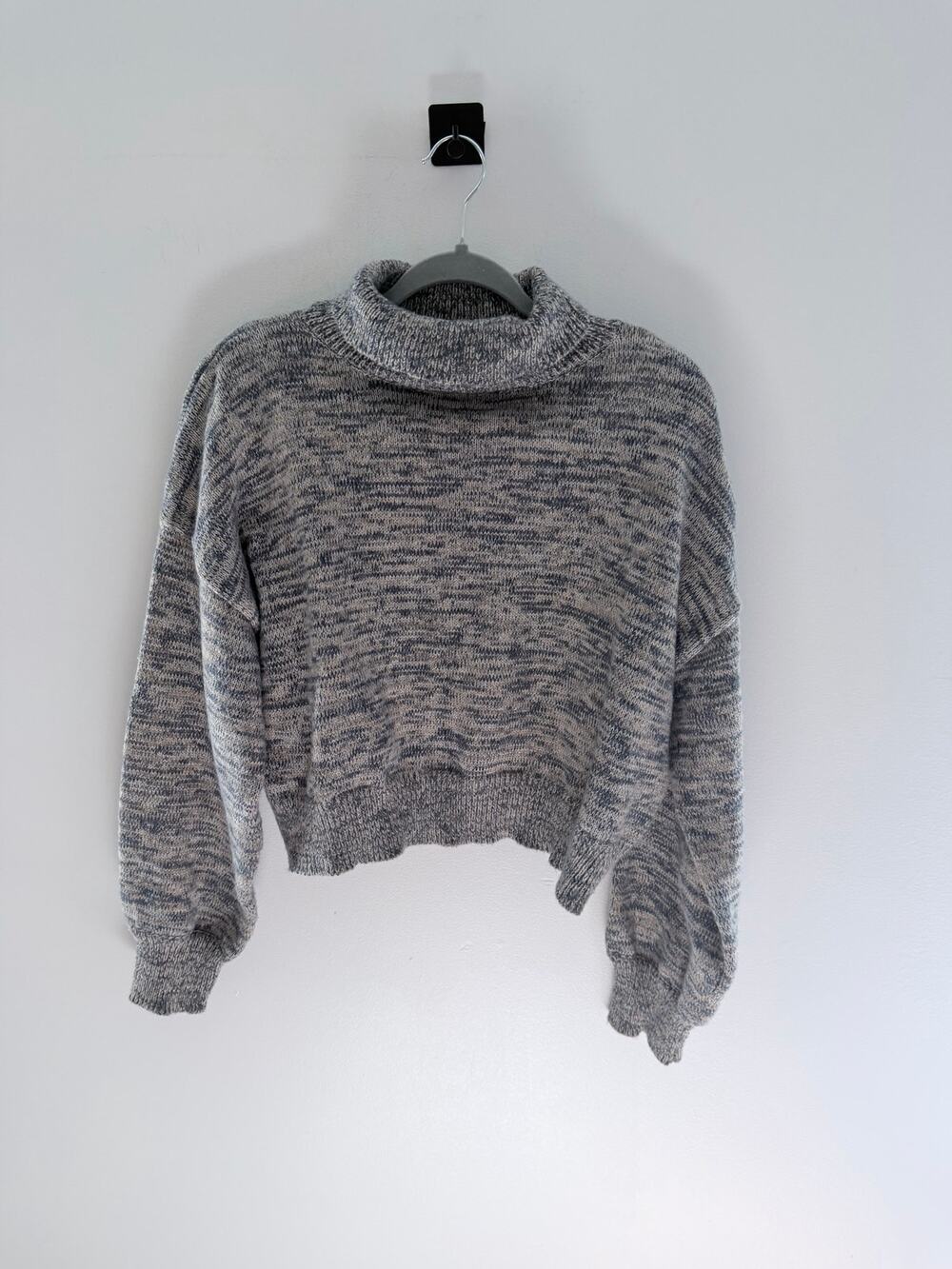 SAGE The Label Shelby Sweater Womens Cropped Turtleneck Beige Blue Marble-Size M